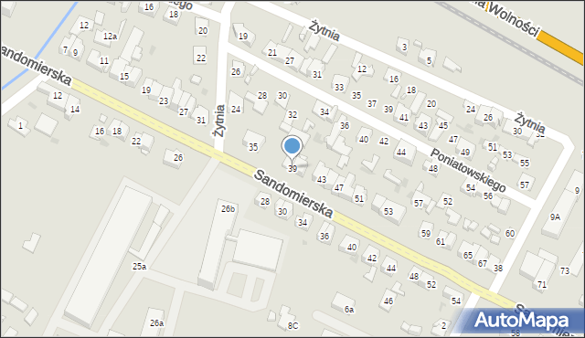 Ostrowiec Świętokrzyski, Sandomierska, 39, mapa Ostrowiec Świętokrzyski