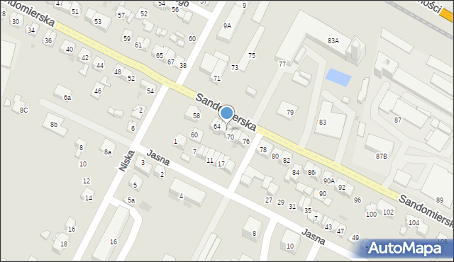 Ostrowiec Świętokrzyski, Sandomierska, 68, mapa Ostrowiec Świętokrzyski