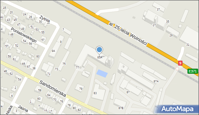 Ostrowiec Świętokrzyski, Sandomierska, 83A, mapa Ostrowiec Świętokrzyski