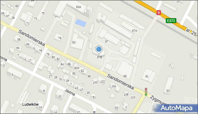 Ostrowiec Świętokrzyski, Sandomierska, 87B, mapa Ostrowiec Świętokrzyski