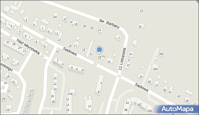 Oświęcim, Sadowa, 23, mapa Oświęcimia