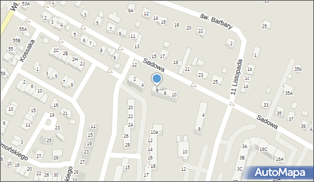 Oświęcim, Sadowa, 6, mapa Oświęcimia