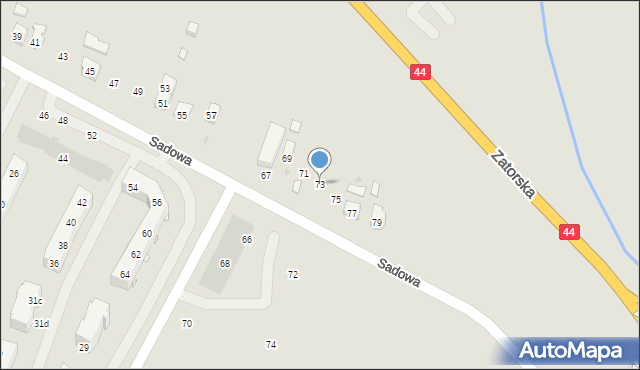 Oświęcim, Sadowa, 73, mapa Oświęcimia