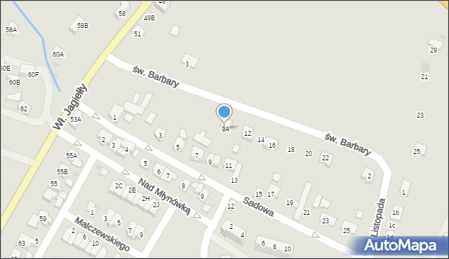 Oświęcim, Sadowa, 9A, mapa Oświęcimia