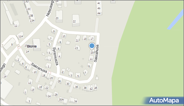 Oświęcim, Sakranusa Jana, 13, mapa Oświęcimia