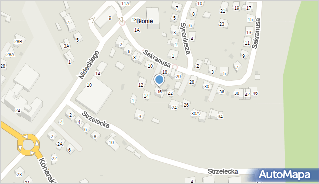 Oświęcim, Sakranusa Jana, 16, mapa Oświęcimia