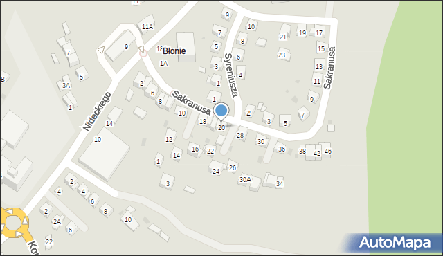 Oświęcim, Sakranusa Jana, 20, mapa Oświęcimia