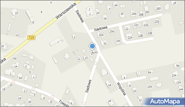 Otrębusy, Sadowa, 15, mapa Otrębusy