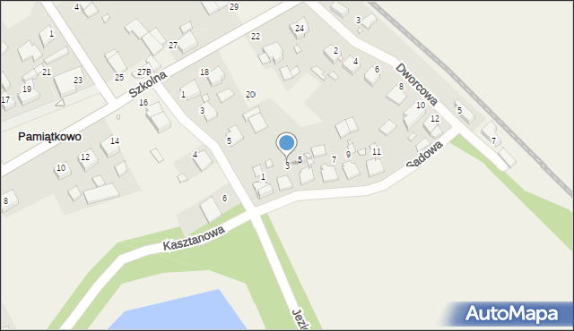 Pamiątkowo, Sadowa, 3, mapa Pamiątkowo