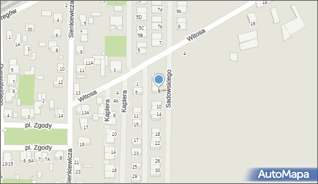 Piastów, Sadowskiego Jana, 8, mapa Piastów