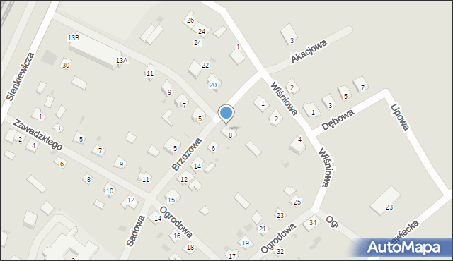 Pieniężno, Sadowa, 18, mapa Pieniężno