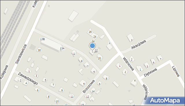 Pieniężno, Sadowa, 22, mapa Pieniężno