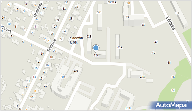 Piotrków Trybunalski, Sadowa, 22A, mapa Piotrków Trybunalski