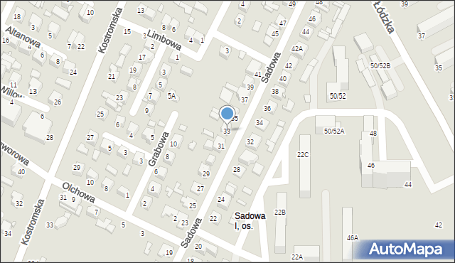 Piotrków Trybunalski, Sadowa, 33, mapa Piotrków Trybunalski