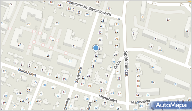 Płock, Saperska, 32, mapa Płock