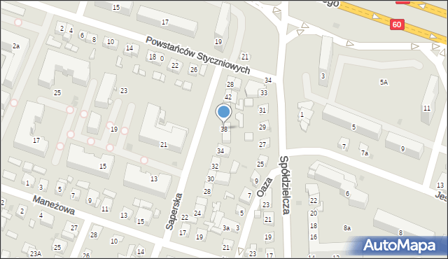 Płock, Saperska, 38, mapa Płock