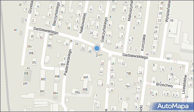 Płońsk, Sarbiewskiego Macieja Kazimierza, ks., 17, mapa Płońsk