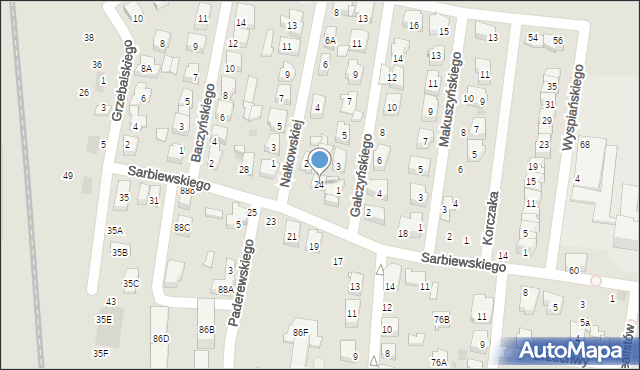 Płońsk, Sarbiewskiego Macieja Kazimierza, ks., 24, mapa Płońsk