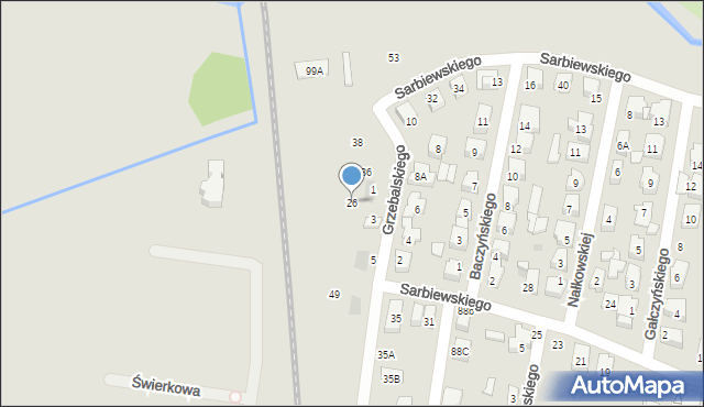 Płońsk, Sarbiewskiego Macieja Kazimierza, ks., 26, mapa Płońsk