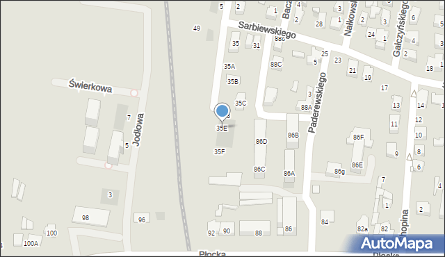 Płońsk, Sarbiewskiego Macieja Kazimierza, ks., 45, mapa Płońsk