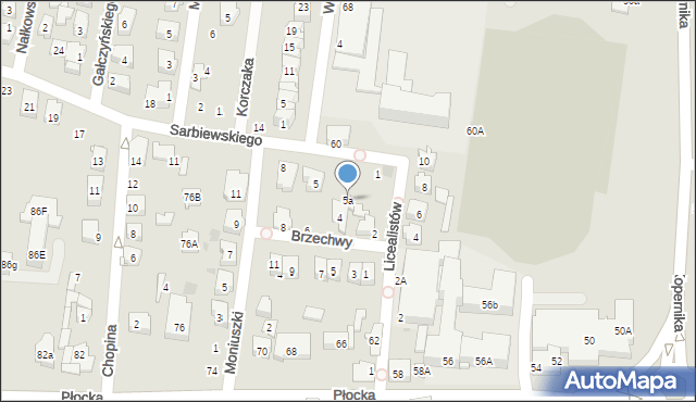 Płońsk, Sarbiewskiego Macieja Kazimierza, ks., 5a, mapa Płońsk