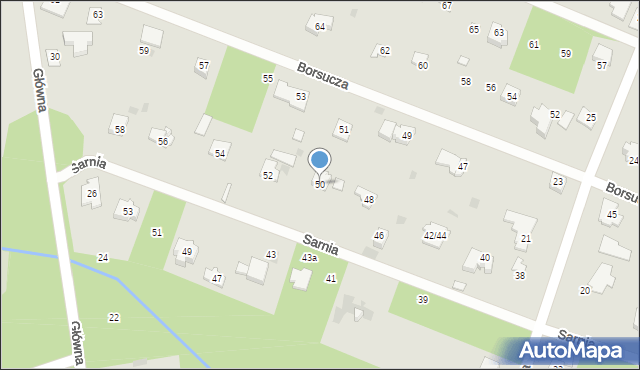 Podkowa Leśna, Sarnia, 50, mapa Podkowa Leśna