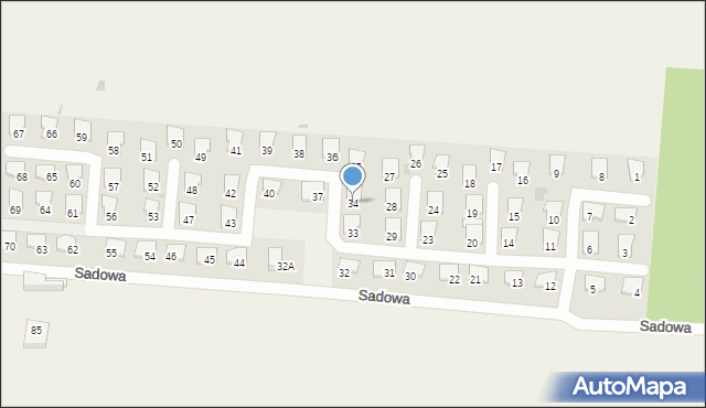 Popów, Sadowa, 34, mapa Popów