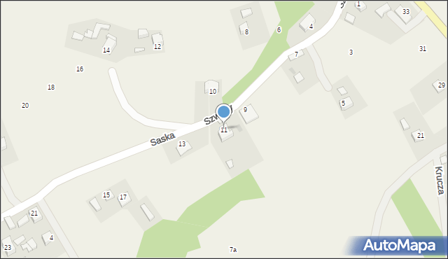 Poręba Żegoty, Saska, 11, mapa Poręba Żegoty