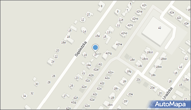 Poznań, Sąsiedzka, 17, mapa Poznania