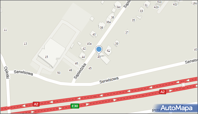 Poznań, Sąsiedzka, 43, mapa Poznania