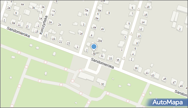 Poznań, Sandomierska, 29, mapa Poznania