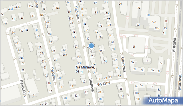 Poznań, Sadowa, 26a, mapa Poznania