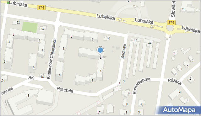 Puławy, Sadowa, 4, mapa Puław