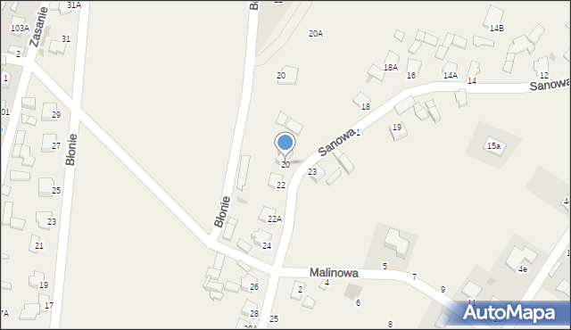 Pysznica, Sanowa, 20, mapa Pysznica