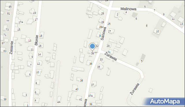 Pysznica, Sanowa, 34, mapa Pysznica