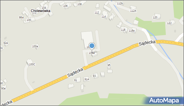 Rabka-Zdrój, Sądecka, 108a, mapa Rabka-Zdrój