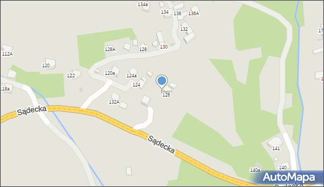 Rabka-Zdrój, Sądecka, 126a, mapa Rabka-Zdrój