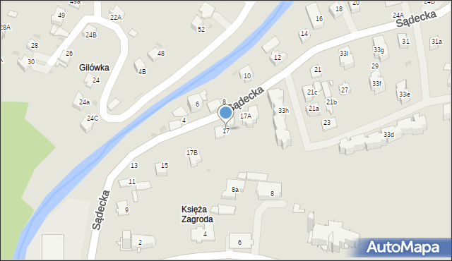 Rabka-Zdrój, Sądecka, 17, mapa Rabka-Zdrój