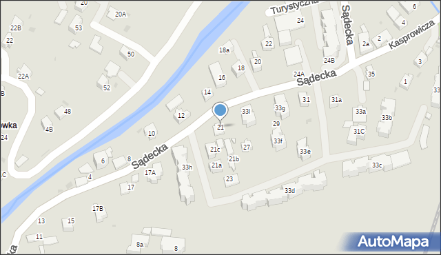 Rabka-Zdrój, Sądecka, 21, mapa Rabka-Zdrój