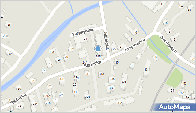 Rabka-Zdrój, Sądecka, 24B, mapa Rabka-Zdrój