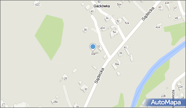Rabka-Zdrój, Sądecka, 32a, mapa Rabka-Zdrój
