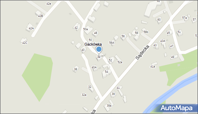 Rabka-Zdrój, Sądecka, 34, mapa Rabka-Zdrój