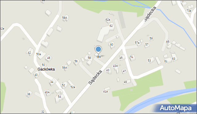 Rabka-Zdrój, Sądecka, 58b, mapa Rabka-Zdrój
