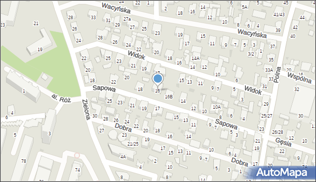 Radom, Sapowa, 16, mapa Radomia