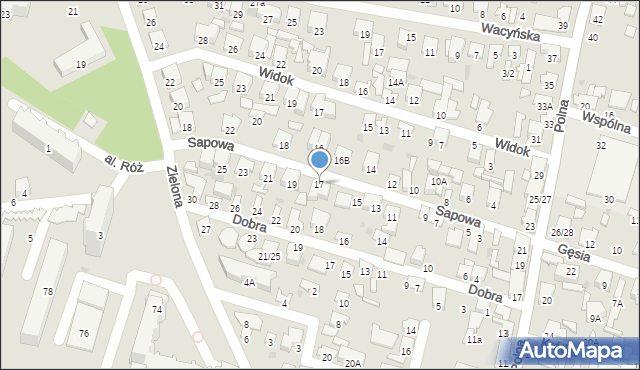Radom, Sapowa, 17, mapa Radomia