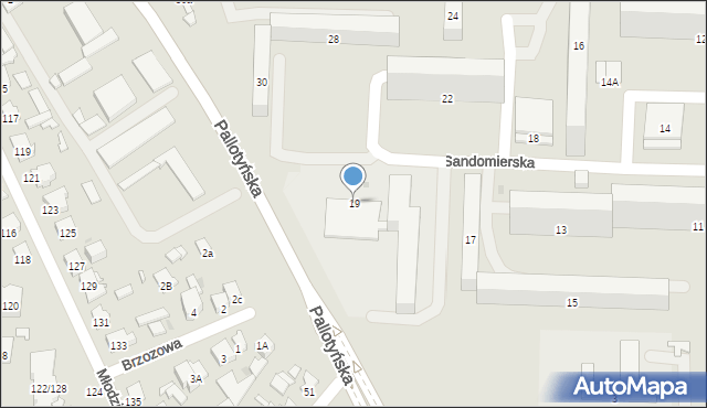 Radom, Sandomierska, 19, mapa Radomia