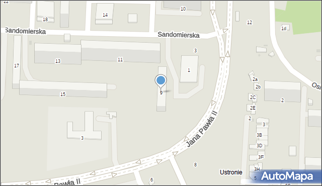Radom, Sandomierska, 9, mapa Radomia