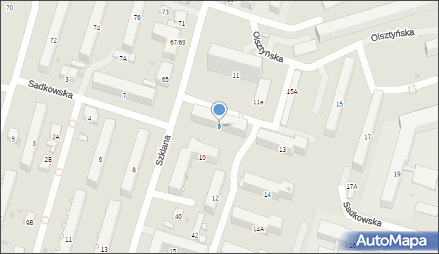 Radom, Sadkowska, 9, mapa Radomia