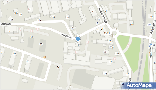 Radomsko, Sadowa, 3, mapa Radomsko