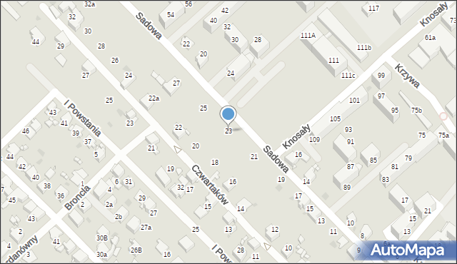 Radzionków, Sadowa, 23, mapa Radzionków